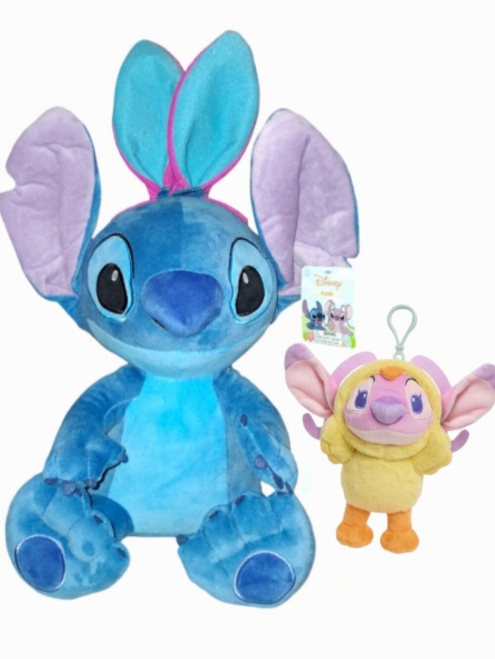 Disney Stitch/Angel Easter Holiday Plush Duo - JUMBO & KEYCHAIN CLIP